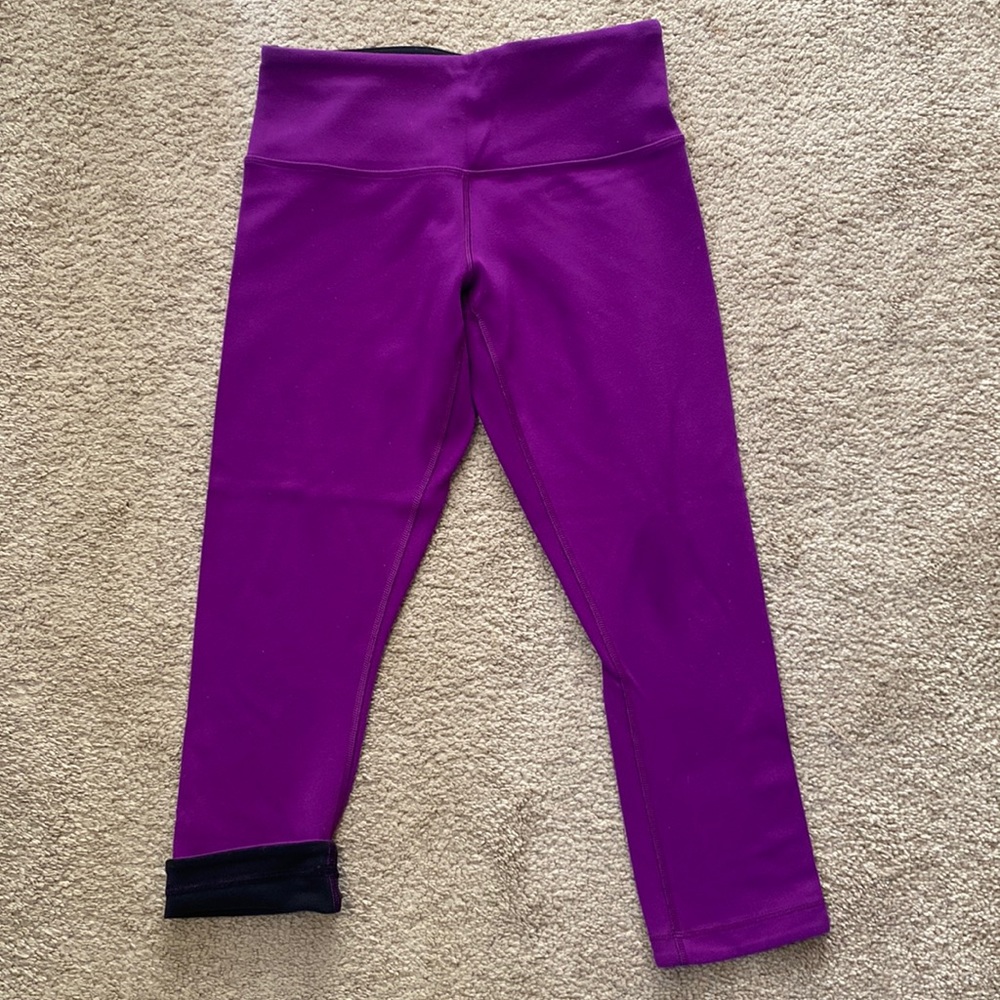 Lululemon Wunder Under Crop Reversible Tender Violet Black 4 XS